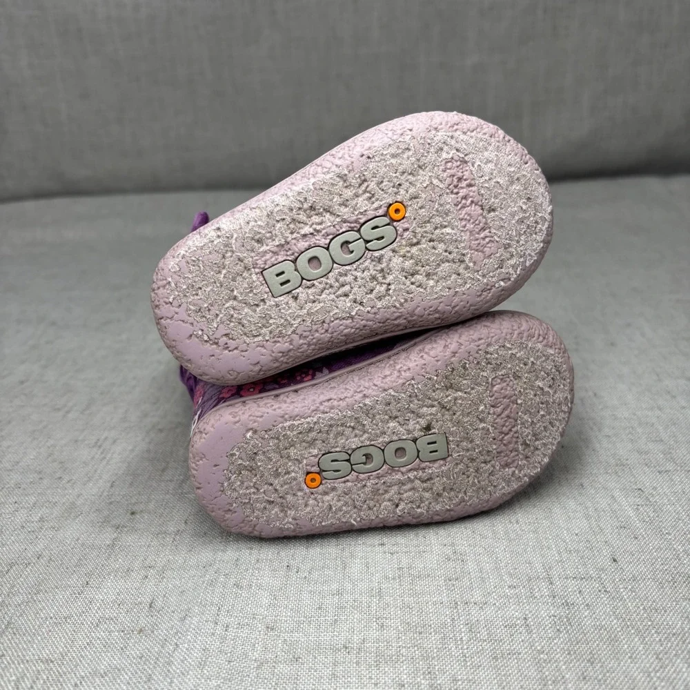 Bogs Baby Boots Purple Pink Floral‎ Print Waterproof Insulated Baby Size 4